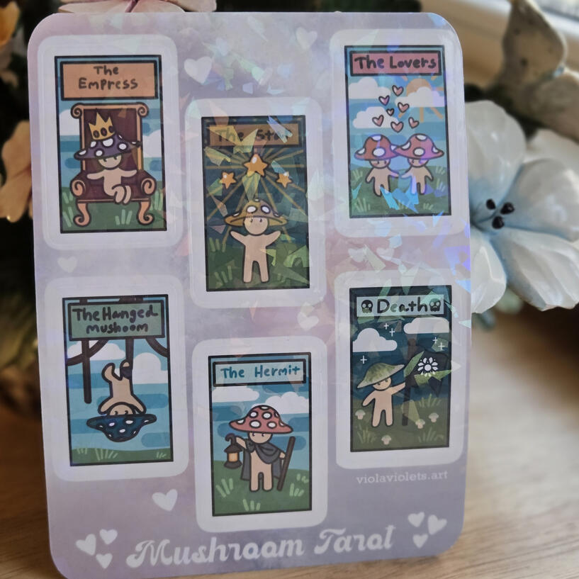 Mushroom Tarot card sticker sheet
